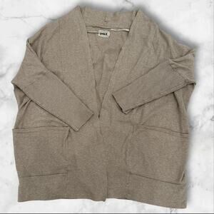 Pact Cardigan Womens L/XL Beige 3/4 Sleeve Open Knit Sweater Pockets